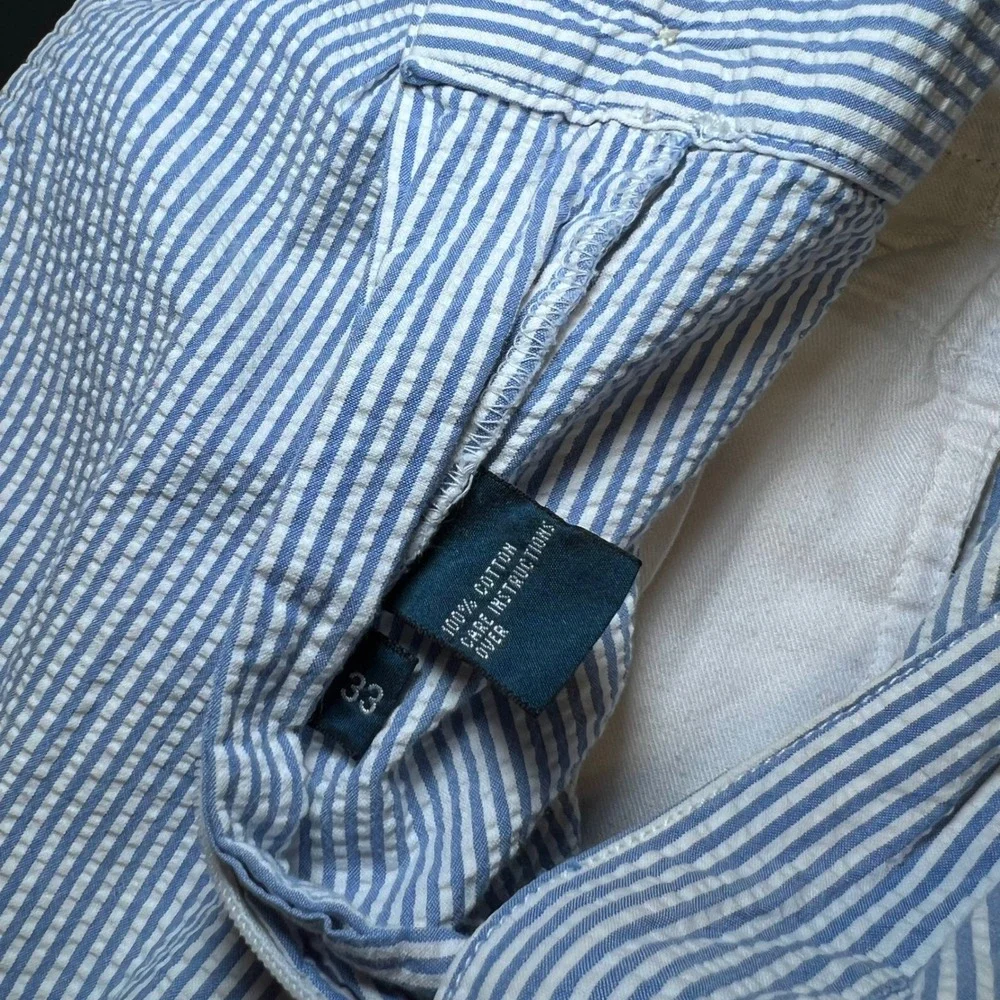 Polo Ralph Lauren Tyler Shorts Men's Blue White Seersucker Striped Coastal 33